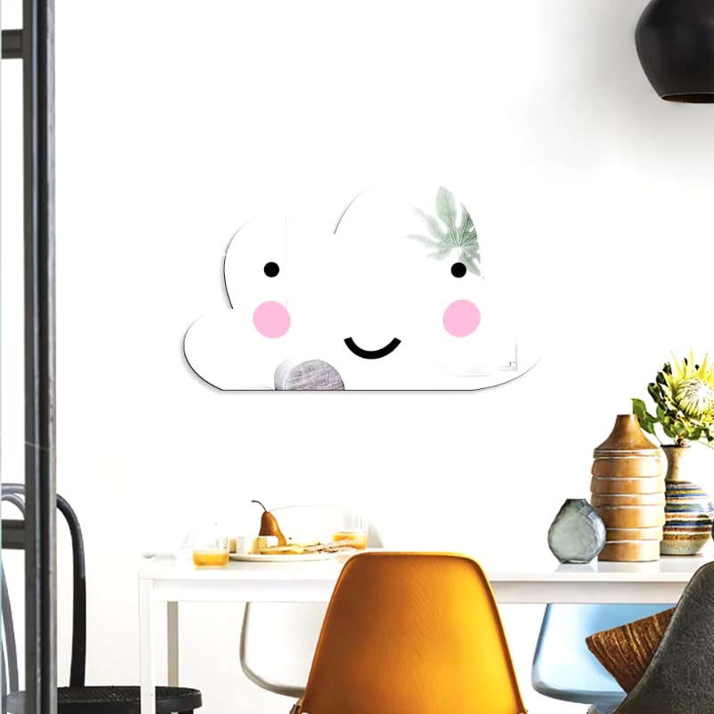 Espejo Nube Autoadhesivo Decorativo Seguro para Niños con Stickers