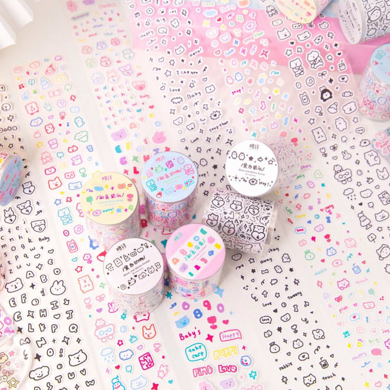 Rollos de mini stickers surtidos 2 metros para decorar y organizar