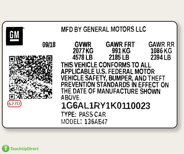 Cadillac Touch Up Paint Color Codes & Paint Code Location TouchUpDirect