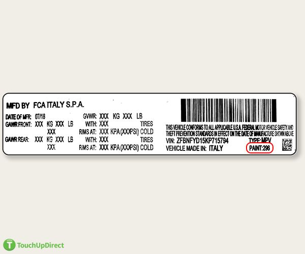 Fiat Touch Up Paint Color Codes & Paint Code Location TouchUpDirect