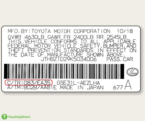 Lexus Touch Up Paint Color Codes & Paint Code Location TouchUpDirect