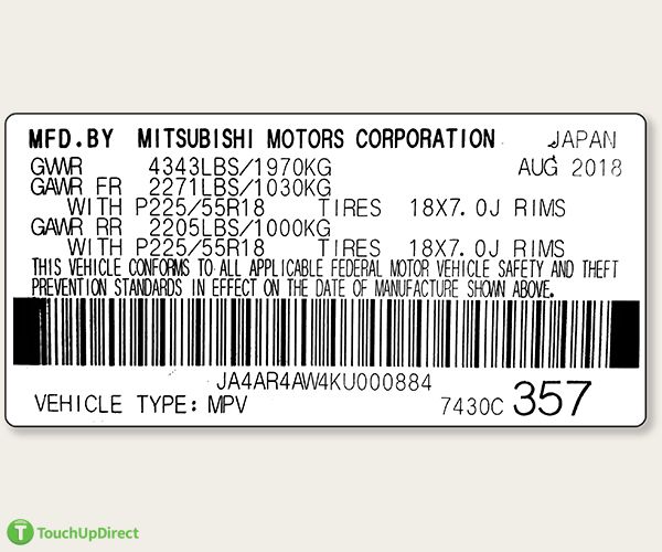 Mitsubishi Touch Up Paint - Color Codes & Paint Code Location | Touchupdirect