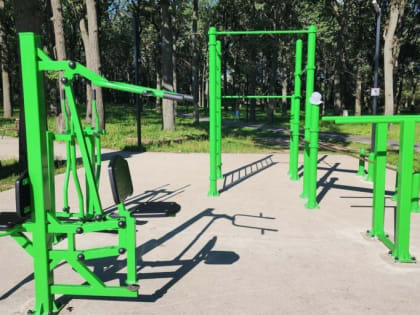 На спортивной площадке парка «Дубовая роща» в Кашире установили тренажёры