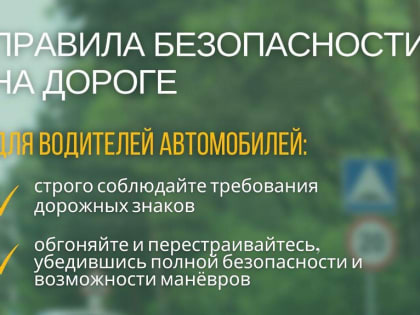 Минтранс Подмосковья напоминает участникам дорожного движения о правилах безопасности на дороге