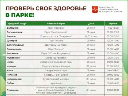 Уже в эти выходные врачи выходят в парки, чтобы проверить здоровье жителей