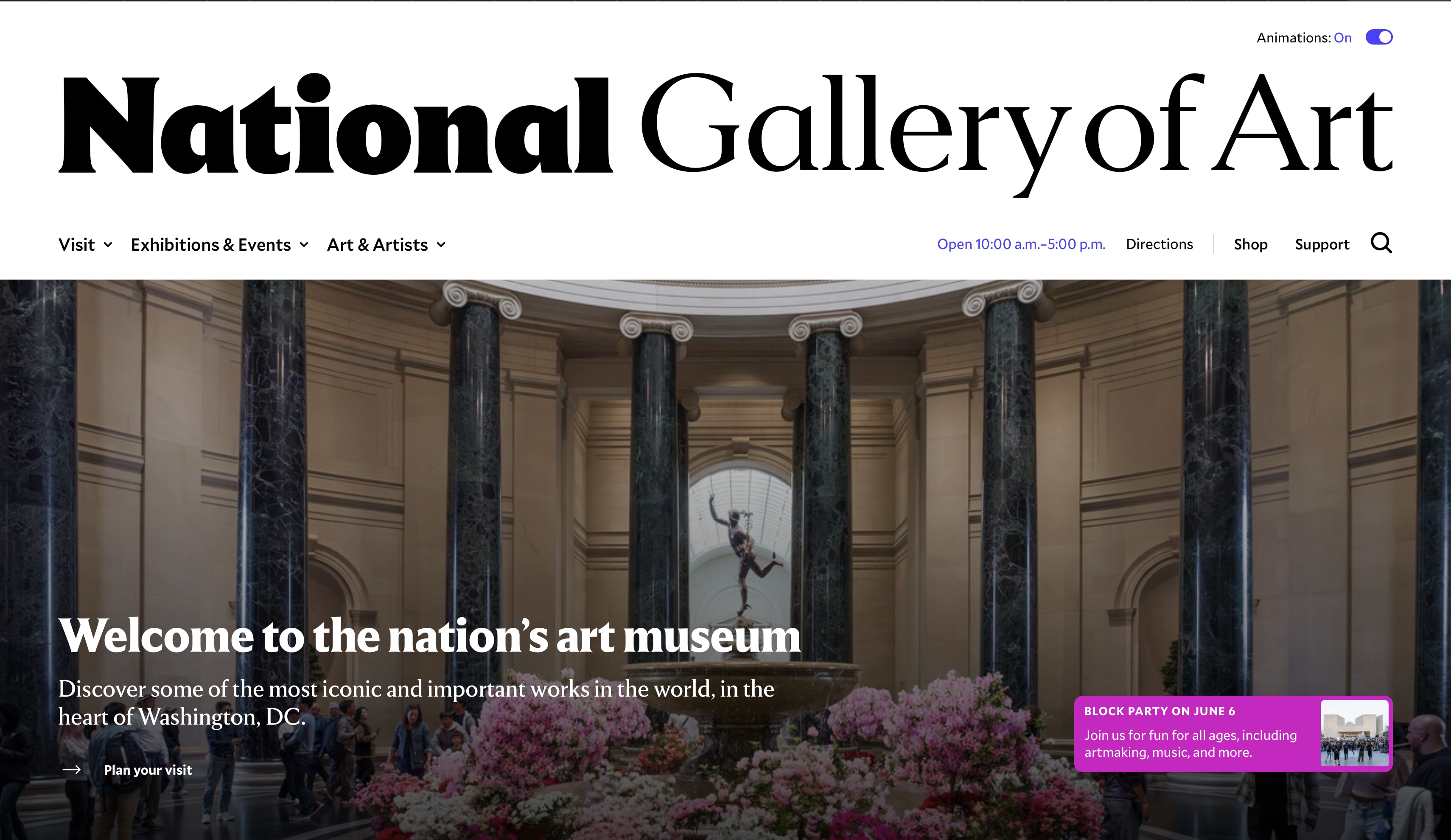 NGA Explore the Campus page (desktop)