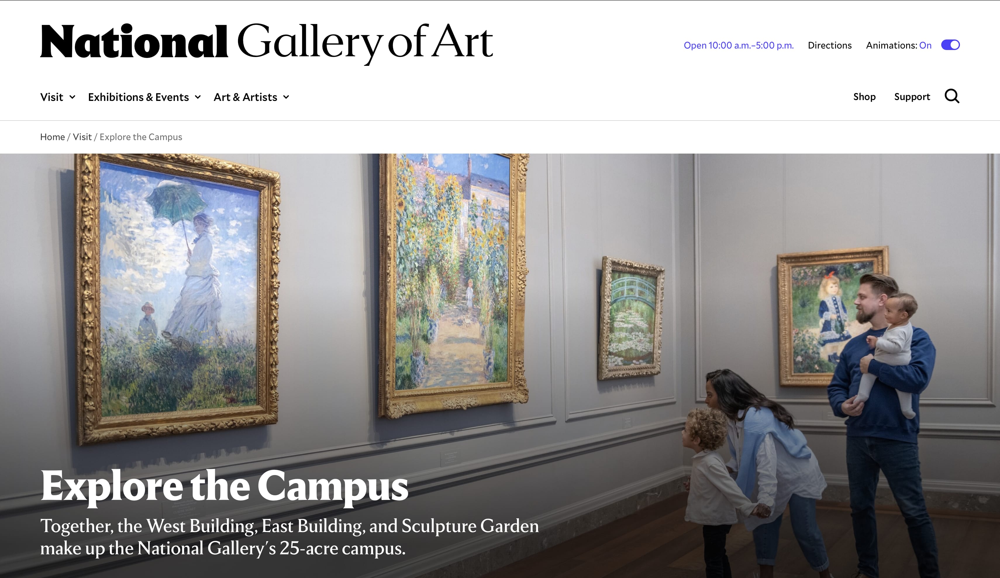 NGA Plan Your Visit page (desktop)