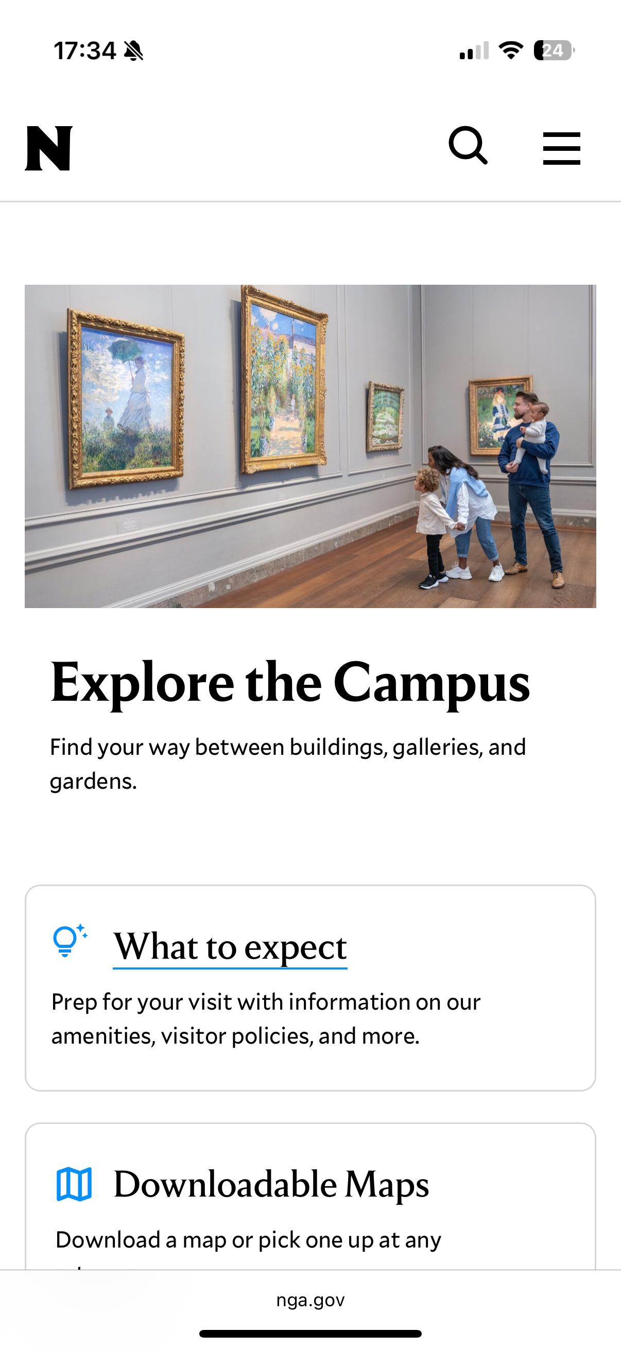 Rec 1B Before: Explore the Campus card (mobile) — no arrow, reads as label