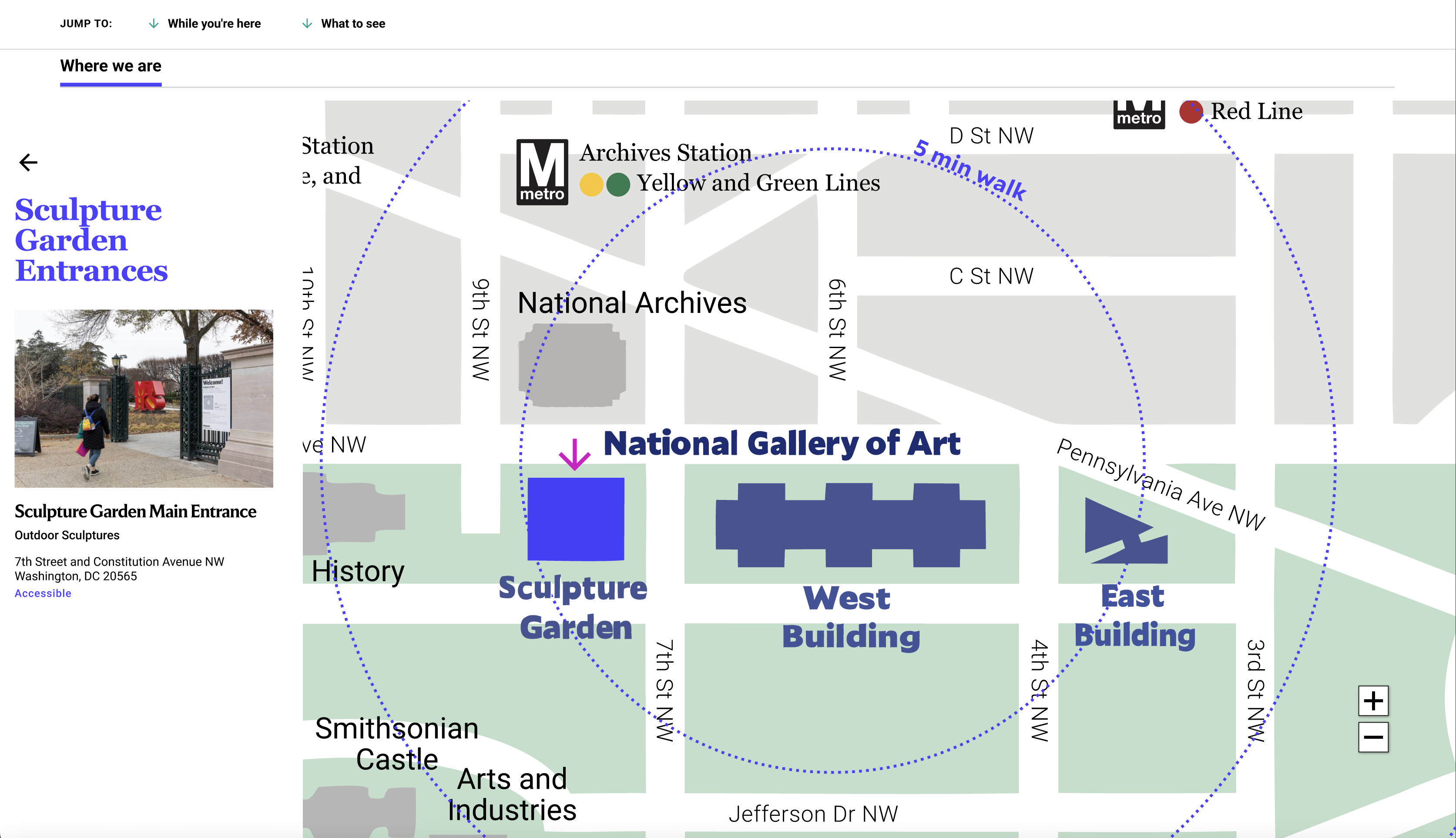 Rec 2B After: Entrance info surfaced on the map by building