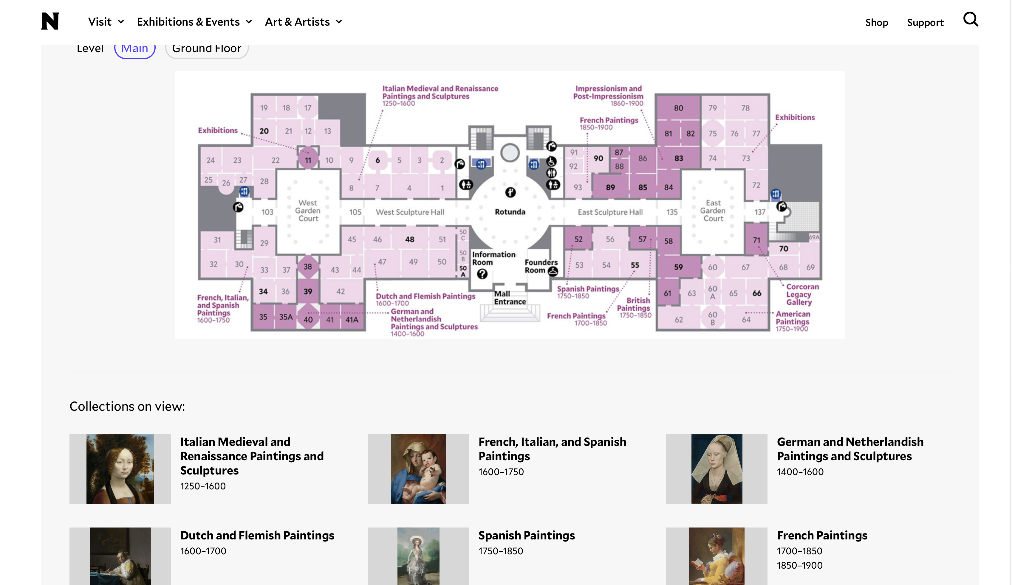 Rec 4A Before: Static floor map, collections listed separately below