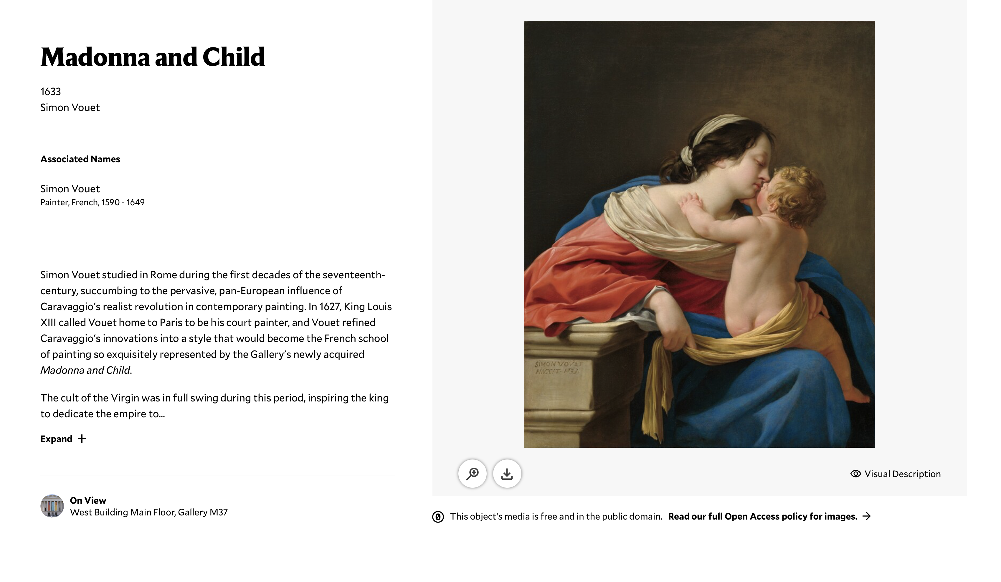 Rec 4D Before: On View location is static text on artwork pages