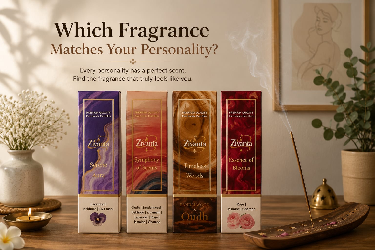 Which fragrance matches your personality — sandalwood rose mogra kasturi