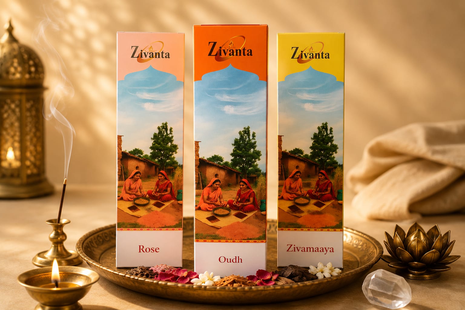 Zivanta Natural Incense Sticks Pack of 3 – Rose Oudh Zivamaaya Combo India