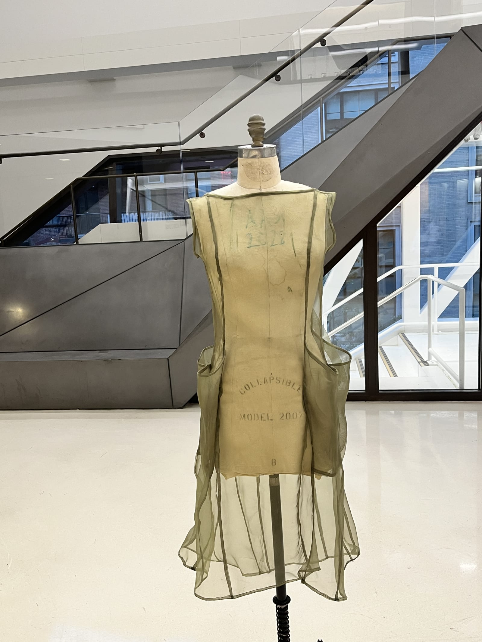 Green organza dress — front
