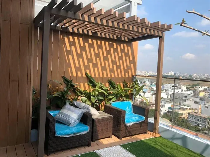 Giải Pháp Thiết Kế Giàn Lam Che Nắng Sân Thượng Tạo Không Gian Mát Mẻ và Thẩm Mỹ