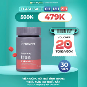 Viên Uống PERDAYS Pregnancy Iron & Vitamin C | Hỗ Trợ Bổ Sung Sắt & Vitamin C Cho Mẹ Bầu | Hỗ Trợ Tình Trạng Thiếu Máu Do Thiếu Sắt | Lọ 30 Viên
