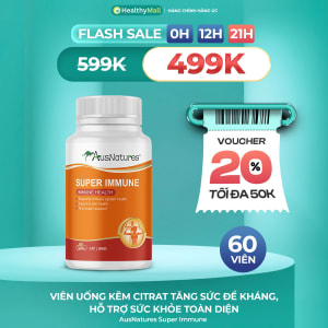 Viên Uống Kẽm Citrat Tăng Sức Đề Kháng, Hỗ Trợ Sức Khỏe Toàn Diện | Tăng Cường Sinh Lý Nam Giới | AusNatures Super Immune | Lọ 60 viên