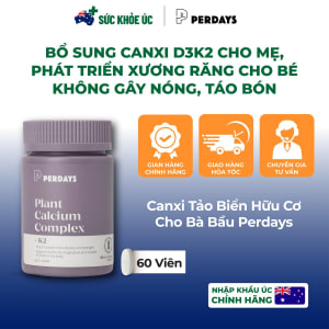 Canxi Tảo Biển Hữu Cơ Cho Bà Bầu Perdays Plant Calcium Complex + D3K2 – Lọ 60 Viên