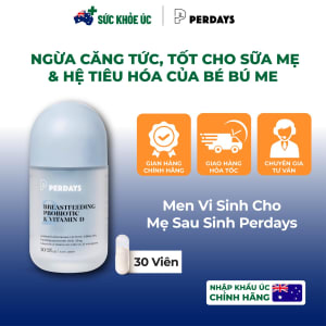 Men Vi Sinh Cho Mẹ Sau Sinh Perdays Breastfeeding Probiotic & Vitamin D – Lọ 30 Viên
