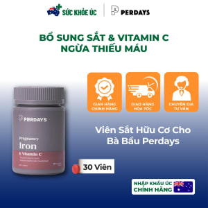 Viên Sắt Hữu Cơ Cho Bà Bầu Perdays Pregnancy Iron & Vitamin C – Lọ 30 Viên