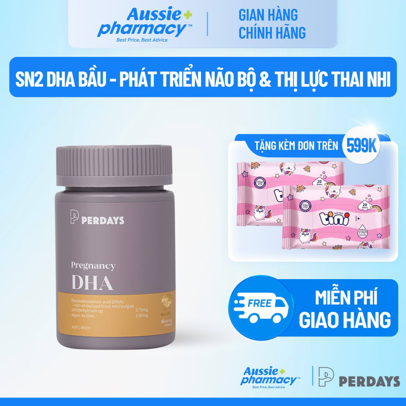 Perdays Pregnancy DHA – Viên Uống Sn-2 DHA Cho Mẹ Bầu, Hỗ Trợ Phát Triển Não Bộ & Thị Lực Thai Nhi (60 Viên)