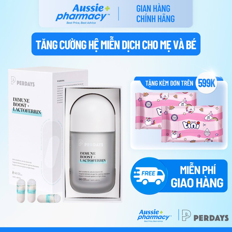 Perdays Immune Boost + Lactoferrin – Hỗ Trợ Tăng Sức Đề Kháng Cho Mẹ Bầu & Mẹ Sau Sinh (60 Viên)
