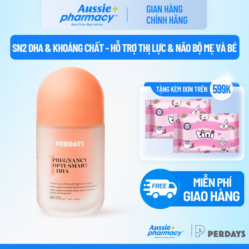 Perdays Pregnancy Opti-Smart & DHA – Sn-2 DHA Kèm Vitamin Hỗ Trợ Phát Triển Trí Não & Thị Lực Thai Nhi (60 Viên)