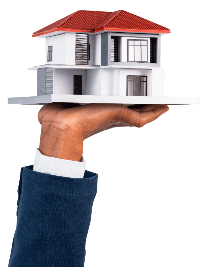 Hand holding real estate property