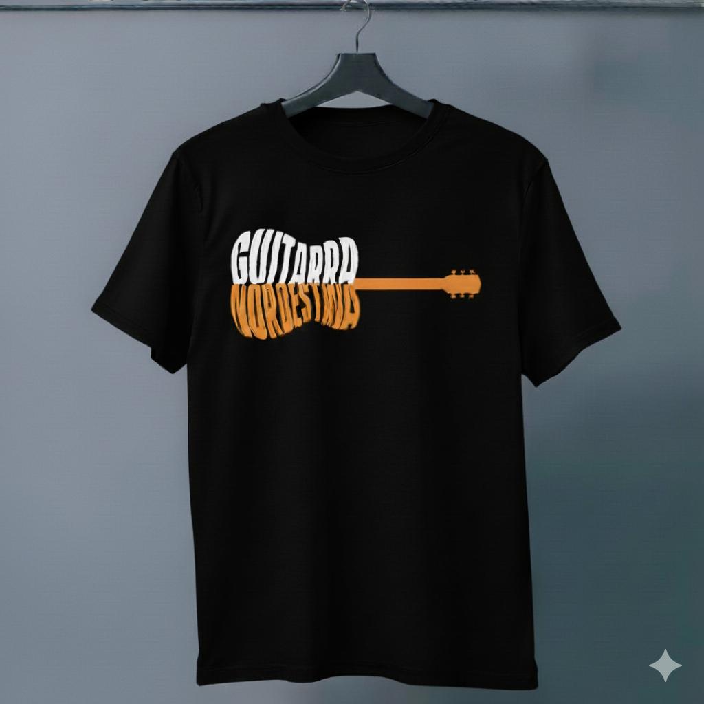 Camiseta preta do projeto Guitarra Nordestina - Afluentes e confluências, com Liêve Ferreira e Luciano Magno