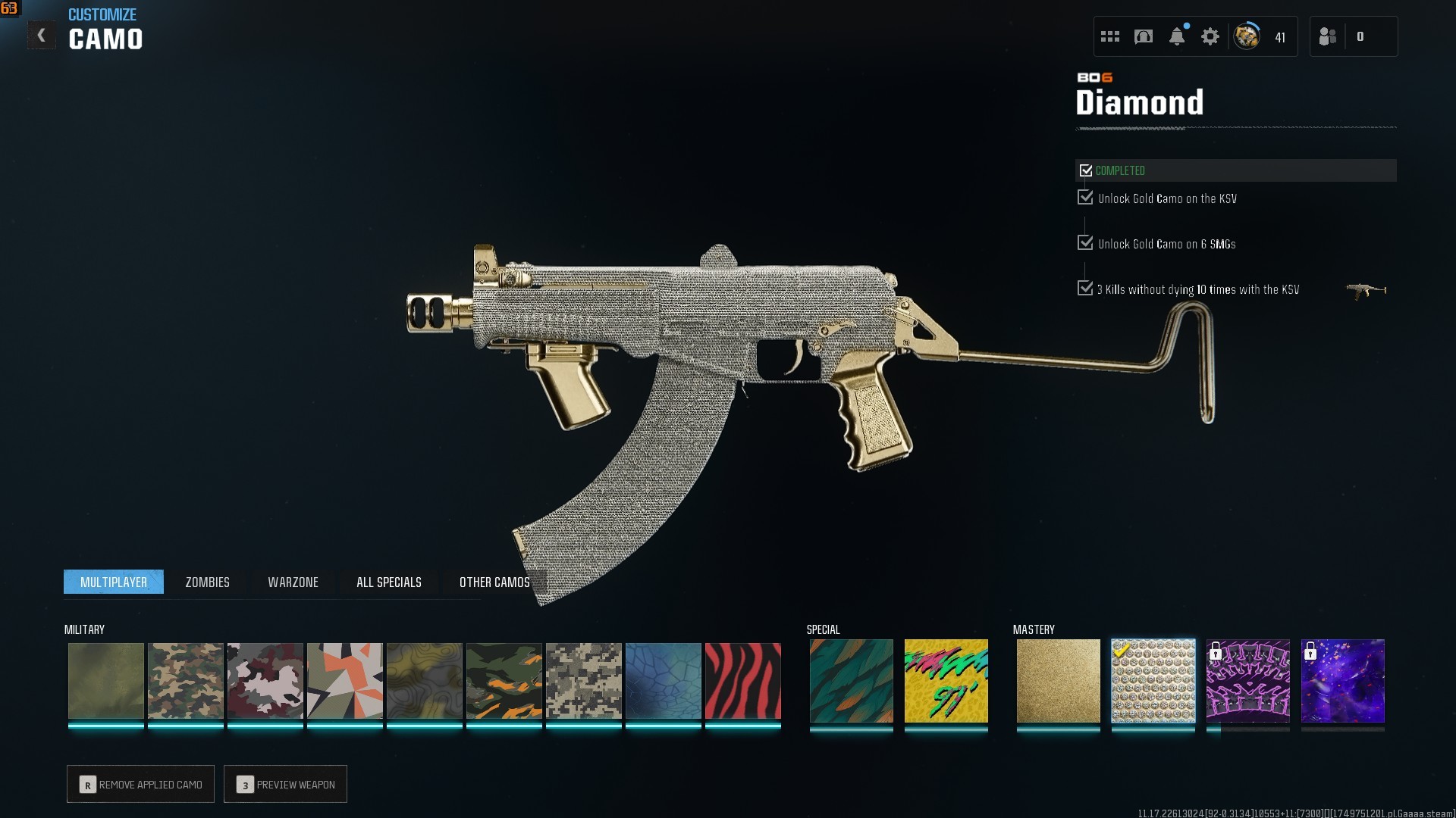 ⭐【Prestige 4】🔥 x11 Gold Camo | x6 Diamond SMGs | x2 Skins | Ranked Ready 50+ Wins