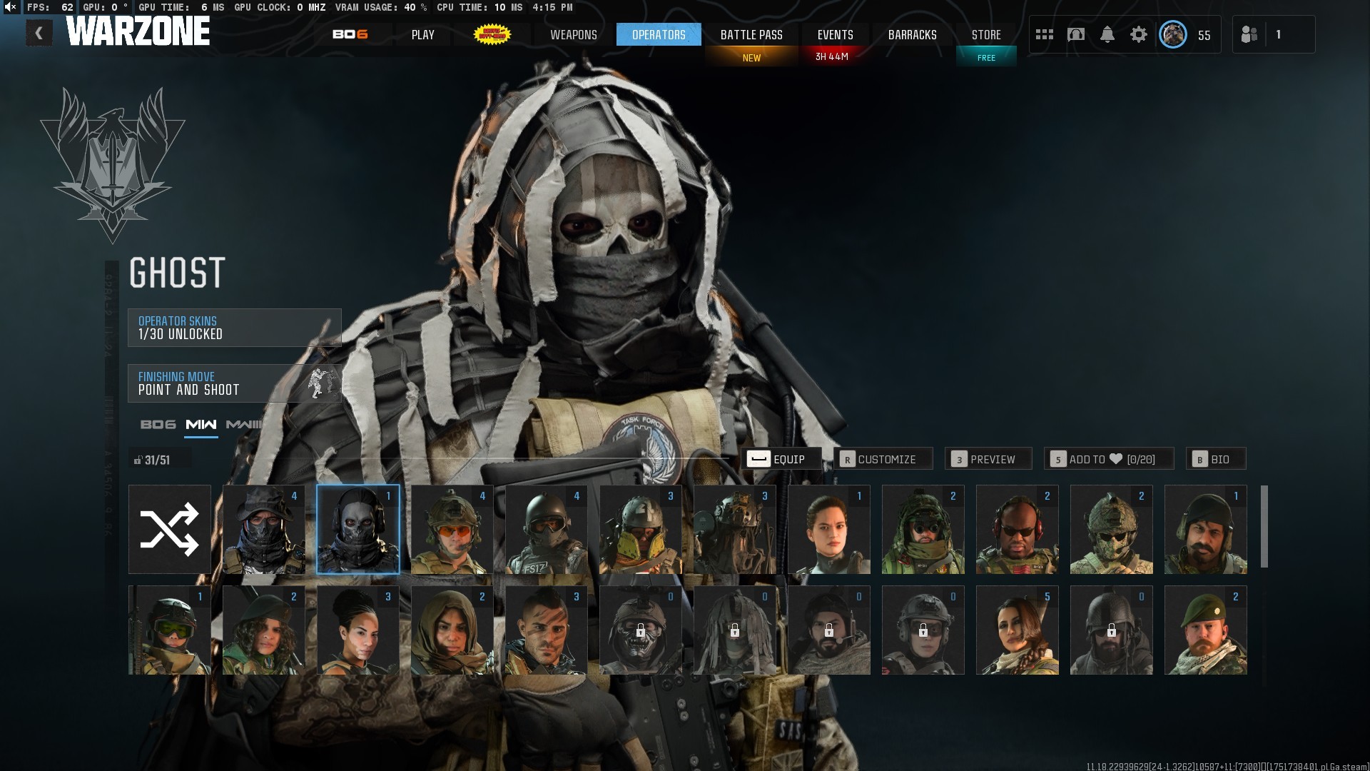 ⭐【Prestige 1】🔥 x100 Gun | x10 Battlepass Skins | Rick Grimes-Ghost The Rook-Groot-Spawn-Valeria-Michael Myers | Stacked Account | Events…
