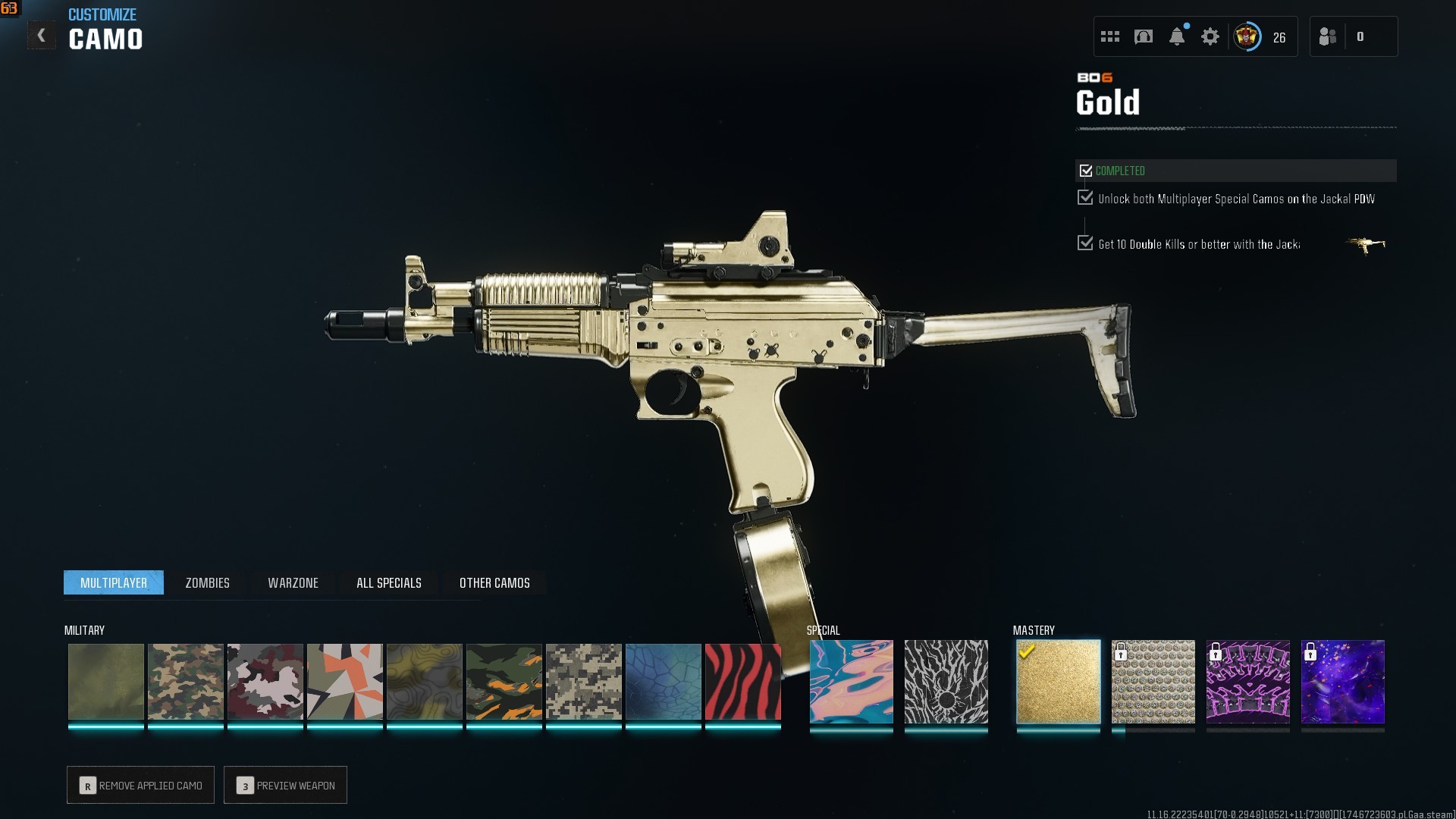 ⭐【WZ4/BO6】🔥【Prestige 2】x5 Gold Camo | x8 Guns Leveled | Ranked Ready 50+ Wins