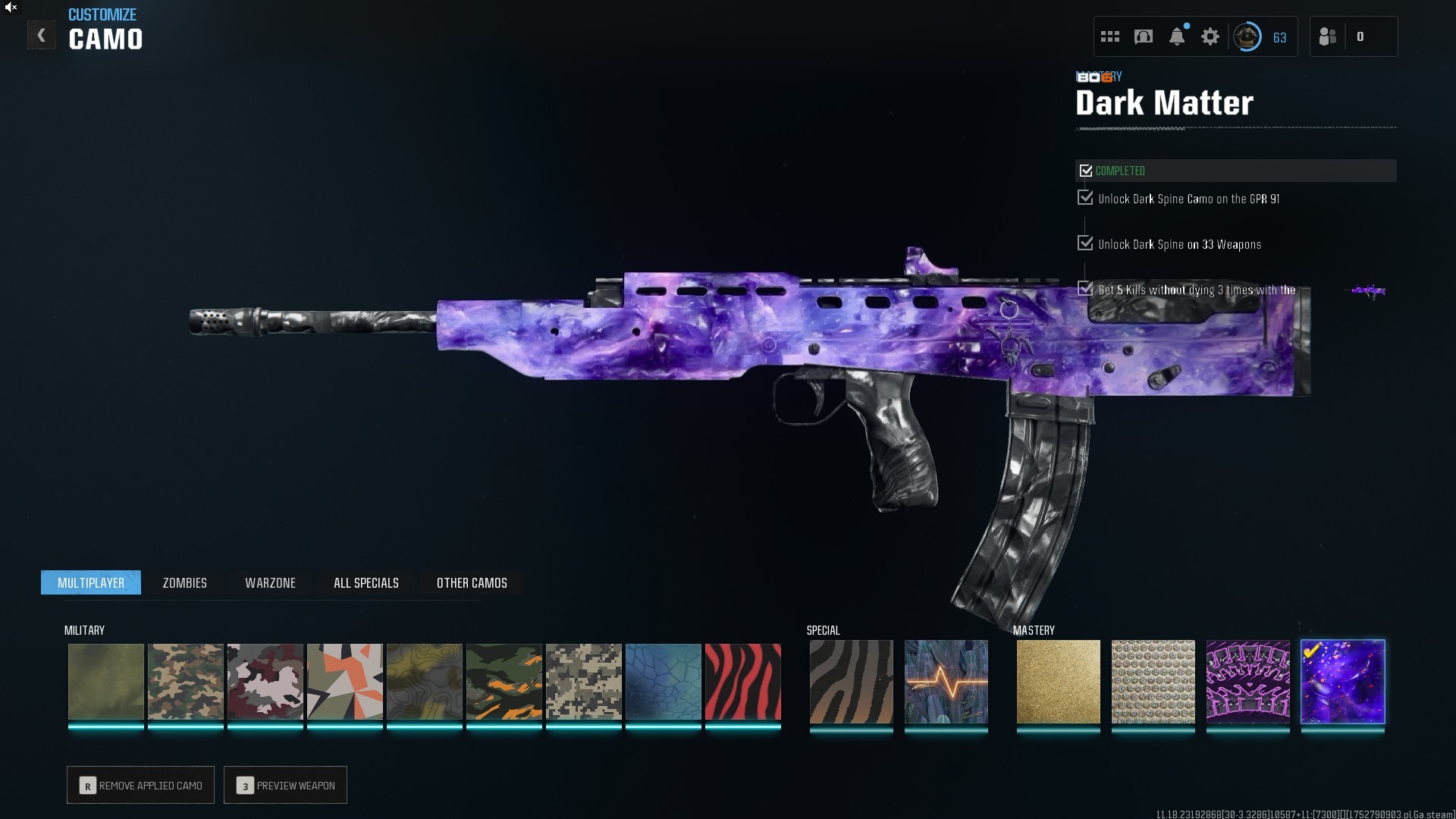 ⭐【Prestige Master】🔥 Dark Matter Grinded | Battlepass S1,S2 Bo6 | Squid Game Skins