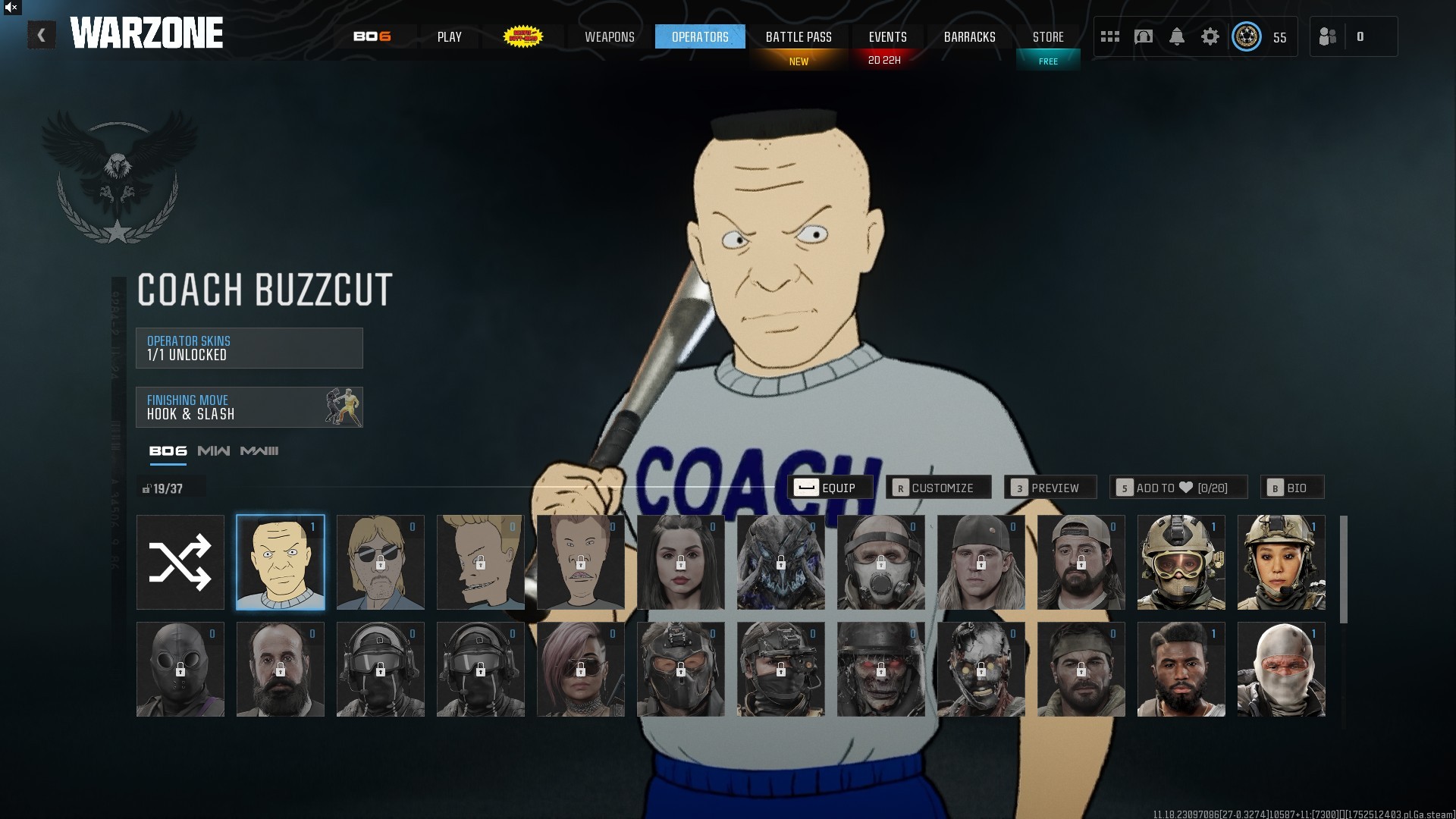 ⭐【Level 55】🔥 x9 Guns Leveled | x4 Skins | Squid Game-Foot Clan-Coach Skins | XP Tokens
