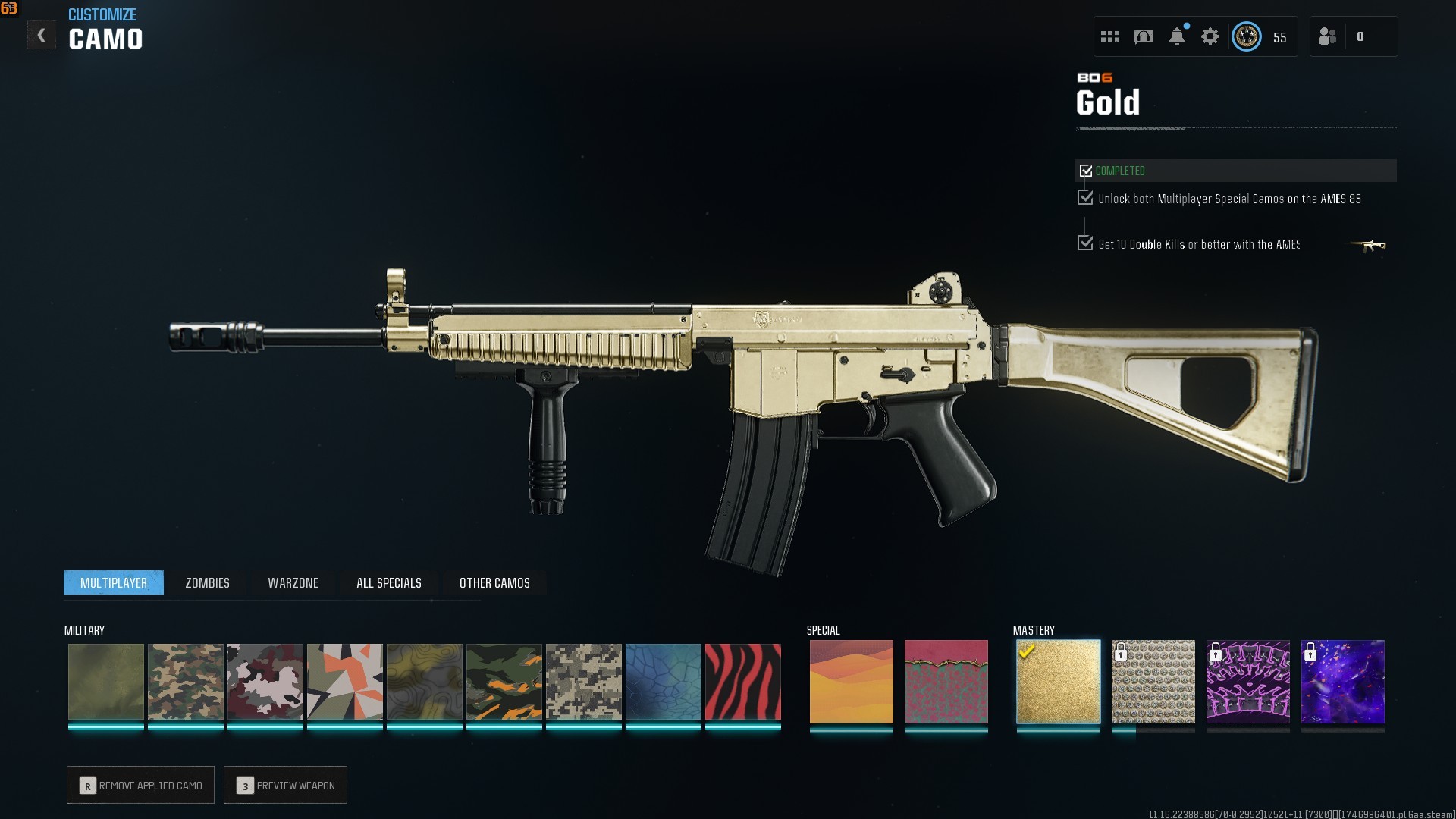 ⭐【WZ4/BO6】 Level 55】x5 Guns Leveled | x2 Gold | x2 Squid Game Skins | Ranked Ready 50 Wins