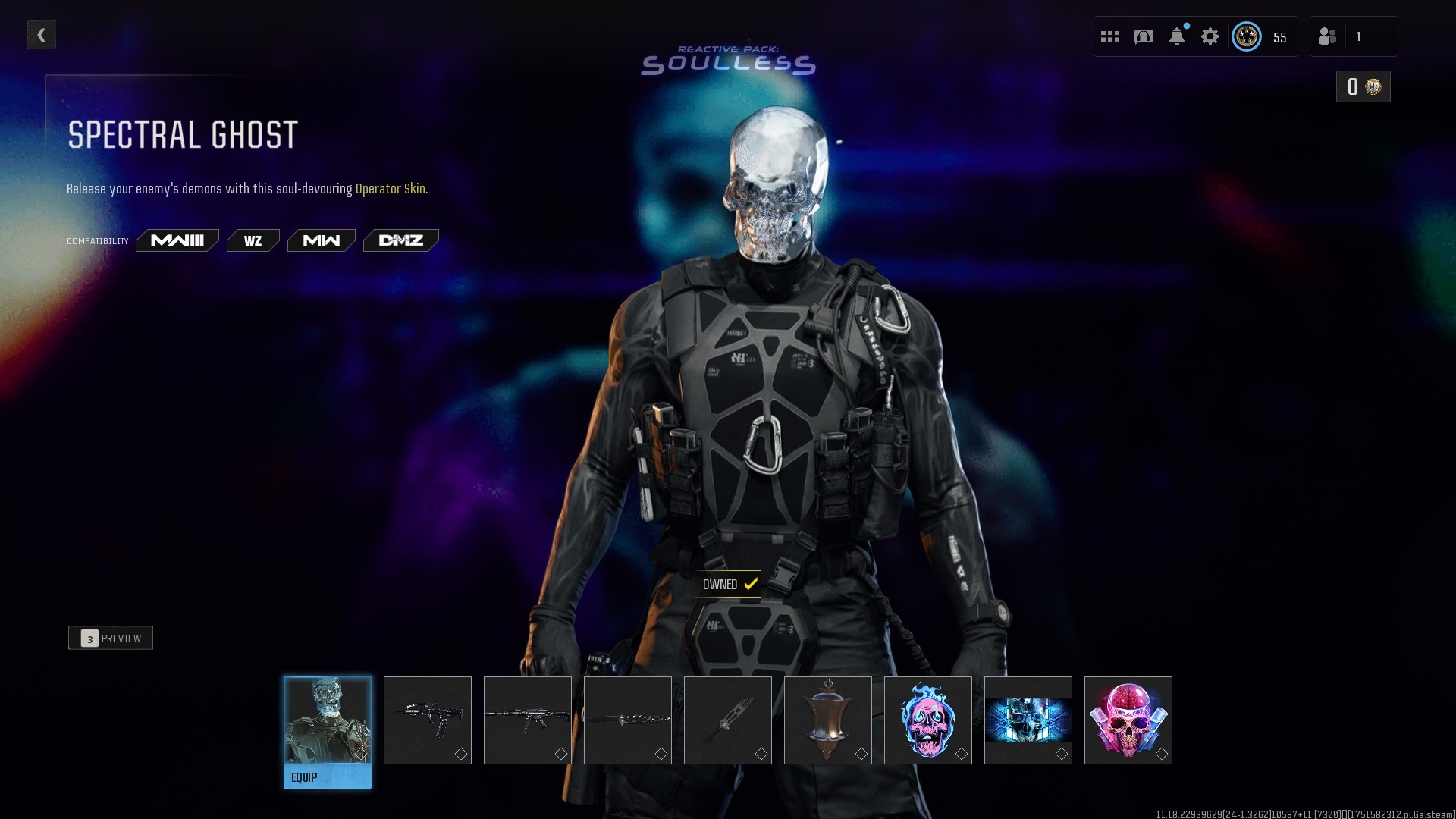 ⭐【Level 55】🔥 Rare Soulless Ghost | Front Man | x12 Battlepass Max | 100 Gun Leveled | Stacked Account