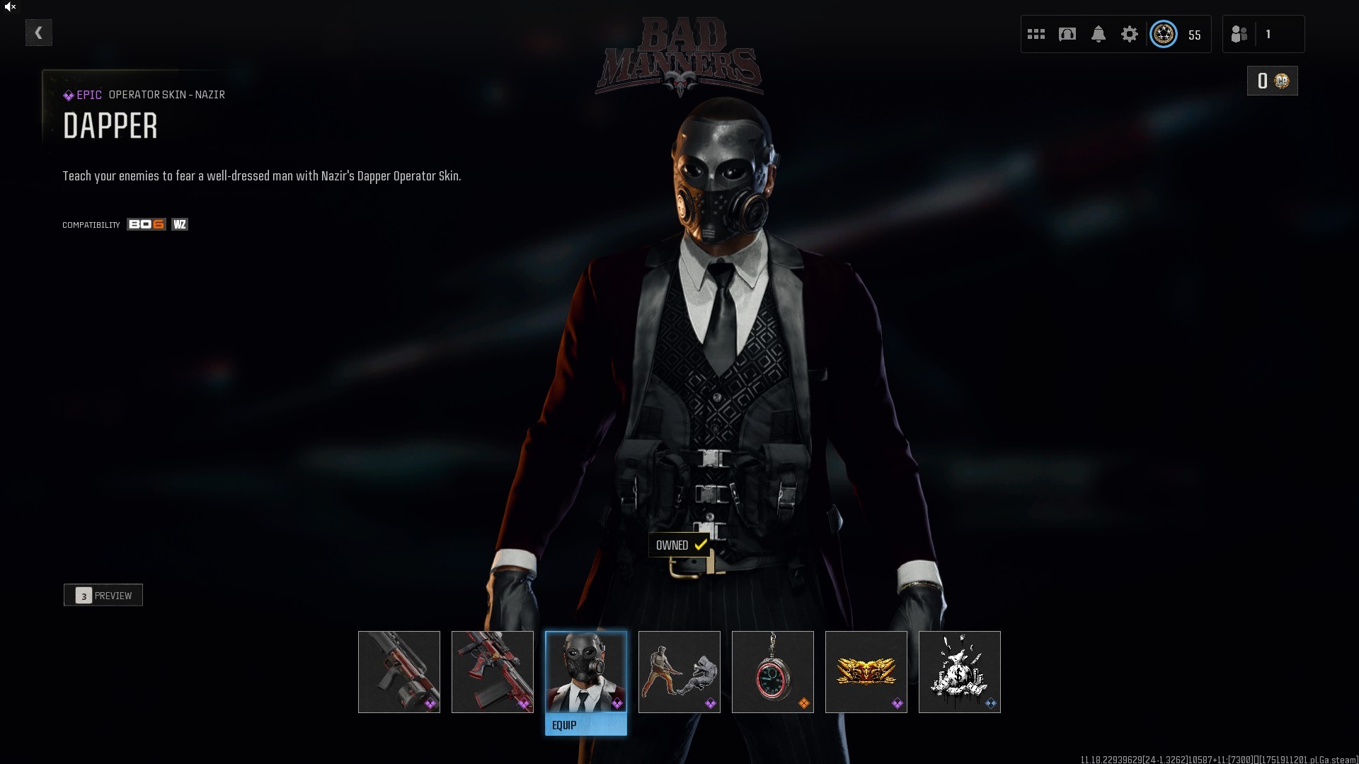 ⭐【Level 55】🔥 Abolisher Blackcell Max | x4 Battlepass Skins | Riding Hood-Creepy Clown-Rhea Ripley | x1 Bundle | x60 Gun | Kar98 Max..