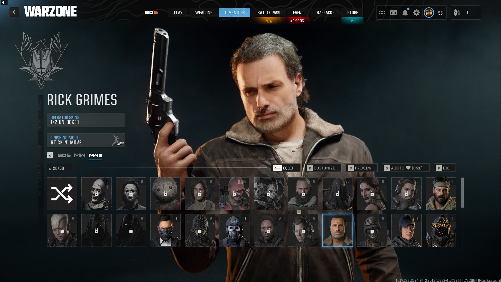 ⭐【Prestige 2】🔥 x120 Gun Leveled | Most Guns | x7 Battlepass Max | Abolisher Blackcell | Ghost Shade-Rick Grimes-Groot-Snoop Dogg…