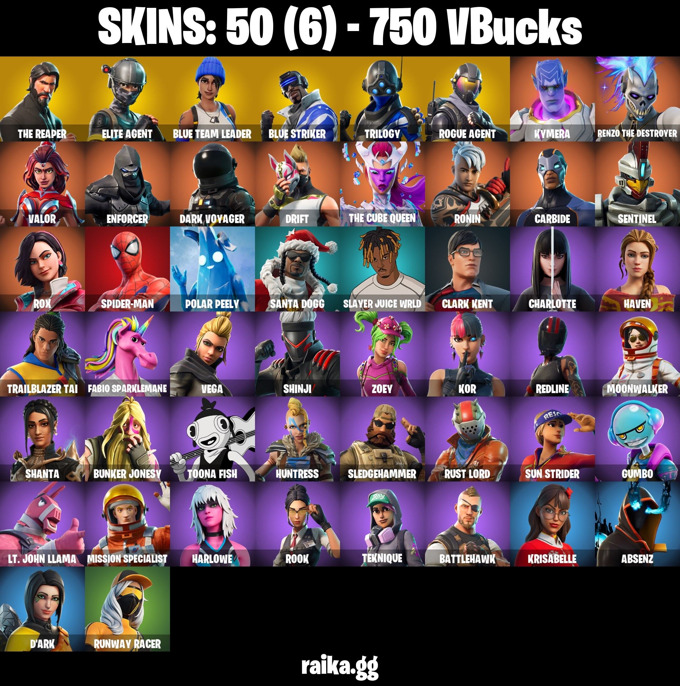 Fortnite Account ( PC / XBOX / PLAYSTATION / NINTENDO ) (The Reaper, Trilogy, Carbide, Charlotte, Take The L) (50 Skins)