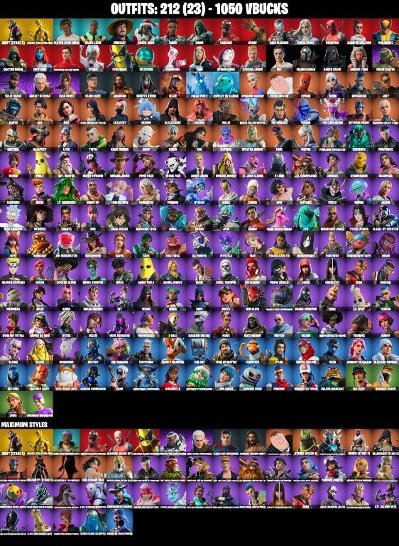 Fortnite Account ( PC ) (Drift, Midas, Slayer Juice WRLD, Khaby Lame, MrBeast, Santa Dogg, Shuri, Doom, Carnage, Groot, War Machine, Emma Frost, Deadpool, Jennifer Walters, Wolverine, Doctor Doom, Mystique, Spider-Man (No Way Home), Storm, Peelverine, Mysterio, Gwenpool, Thor, Spider-Gwen, Captain Jones, Rey, Mandalorian, Darth Vader, Ahsoka Tano, Doom Slayer, Solid Snake, Geralt of Rivia, Lara Croft, Clark Kent, Aquaman, Rebirth Raven, Blaze, Polar Peely, Rippley vs Sludge, Dynamo Dancer, Peter Griffin, Hybrid, Torin, Omegarok, Joey, Zenith, Raz, Rox, Gear Specialist Maya, Catalyst, Nezumi, Blackheart, Valeria, Malik, Renzo the Destroyer, The Ageless, Fusion, The Cube Queen, Optimus Prime, Paradigm (Reality-659), Sentinel, Calamity, Lynx, Twyn, Kado Thorne, Snap, Ronin, Era, Kymera, Spectra Knight, Fade) (212 Skins)