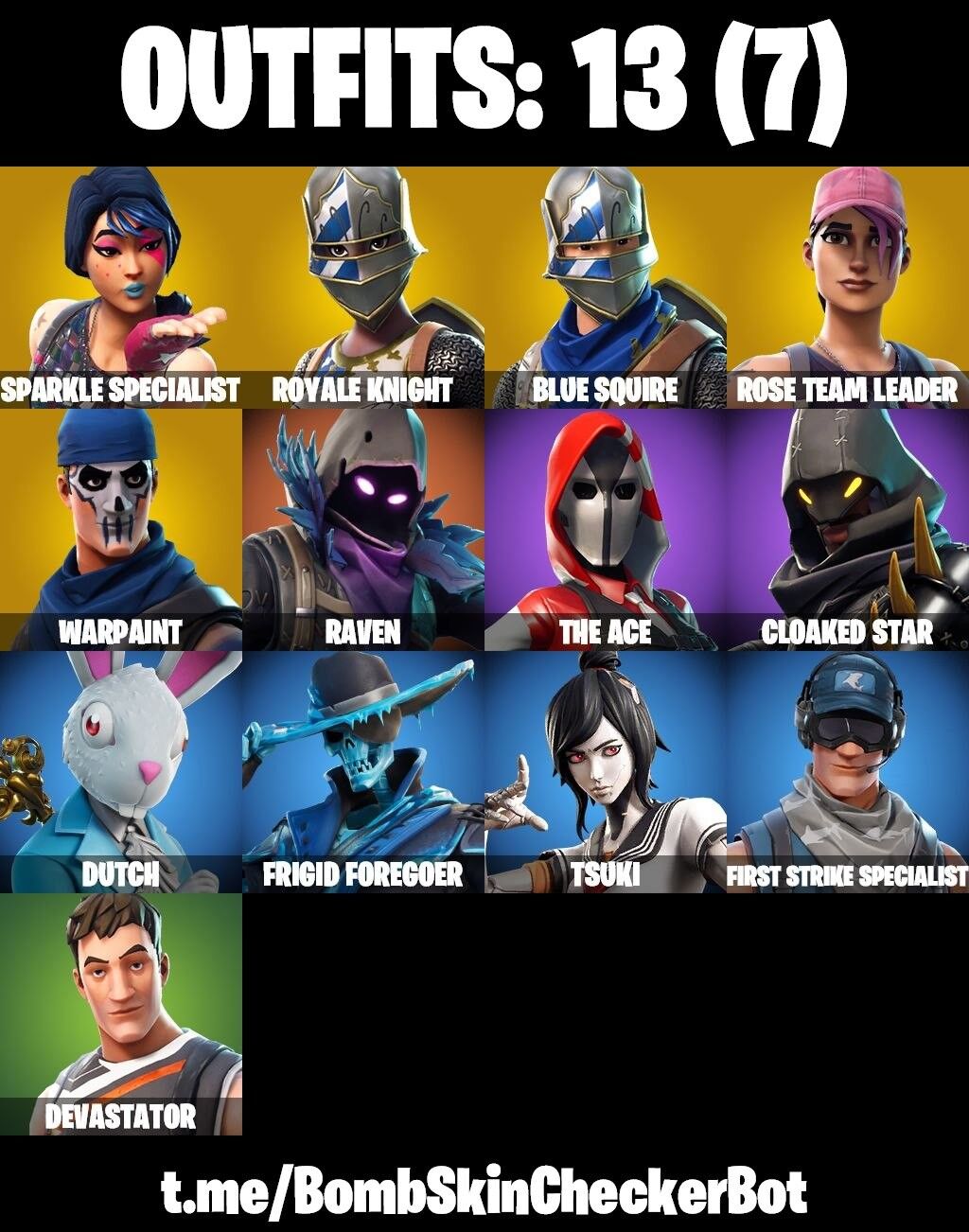 Fortnite Account ( PLAYSTATION / XBOX / NINTENDO ) (AC/DC, Sparkle Specialist, Floss, Fresh, Royale Knight, Blue Squire, OG STW, Mako, Royale X, The Worm) (13 Skins)