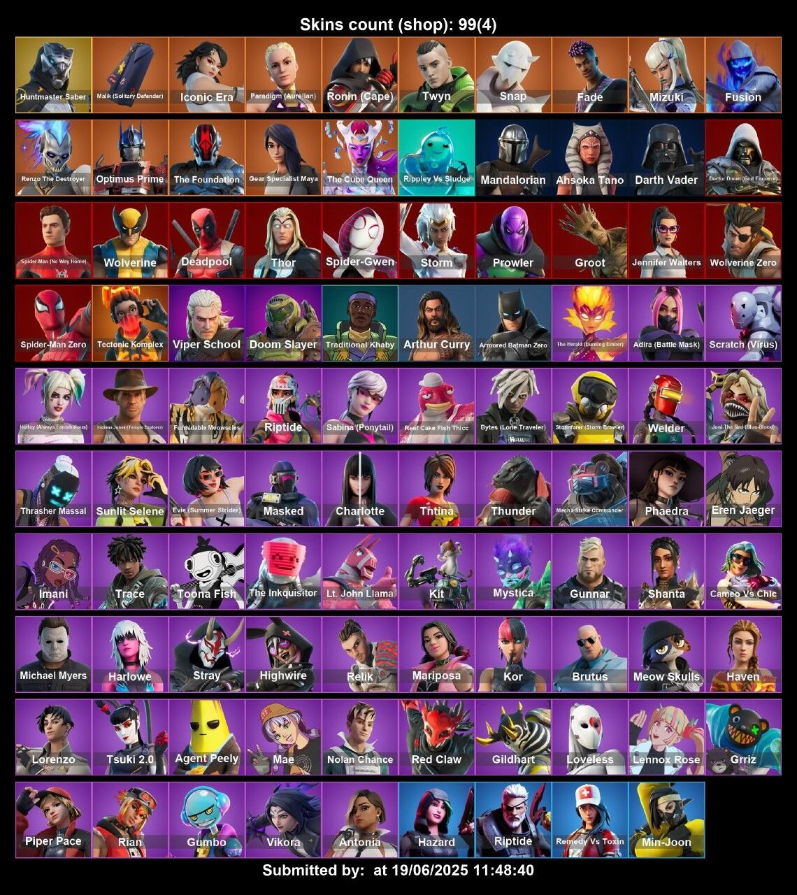 Fortnite Account ( PC / PLAYSTATION / XBOX ) (Huntmaster Saber, Malik (Solitary Defender), Iconic Era, Paradigm (Aurelian), Ronin (Cape), Twyn, Snap, Fade, Mizuki) (99 Skins) Fortnite Account ( PC / PLAYSTATION / XBOX ) (Huntmaster Saber, Malik (Solitary Defender), Iconic Era, Paradigm (Aurelian), Ronin (Cape), Twyn, Snap, Fade, Mizuki) (99 Skins)