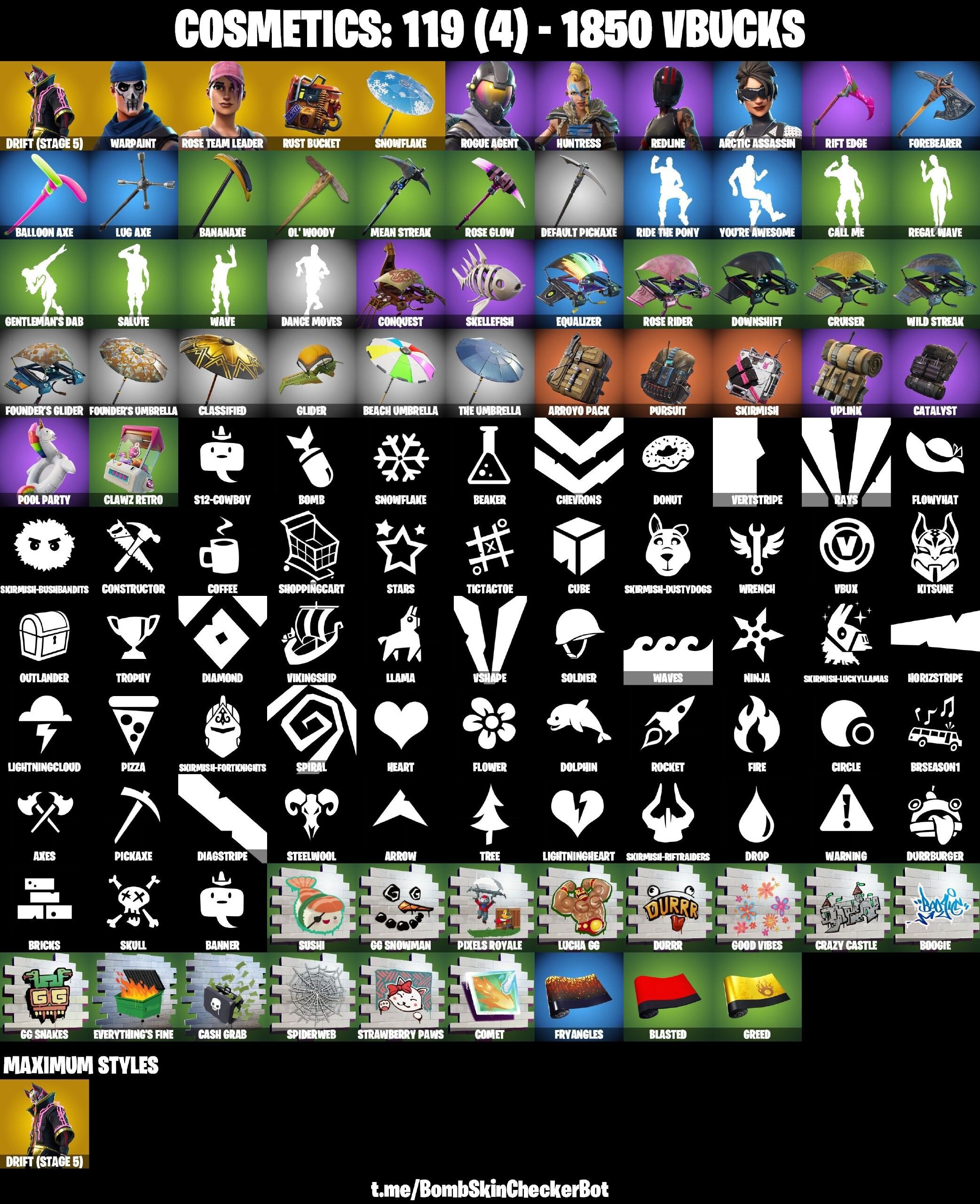 Fortnite Account ( PLAYSTATION / XBOX / NINTENDO ) (Rogue Agent, Rust Bucket, Snowflake) (7 Skins)