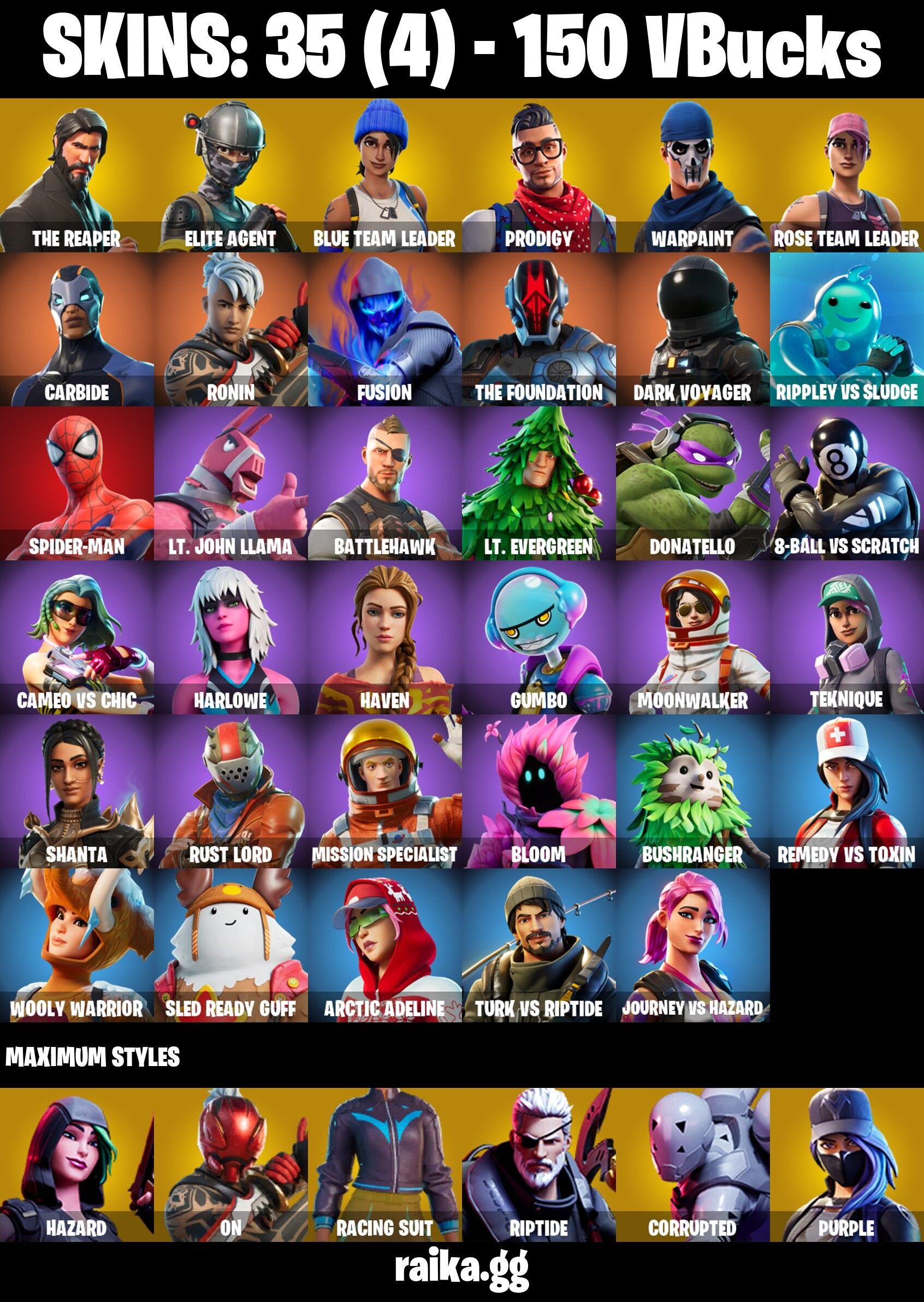 Fortnite Account ( PLAYSTATION / XBOX / PC / NINTENDO / MOBILE ) (The Reaper, Warpaint, Rose Team Leader) (35 Skins)