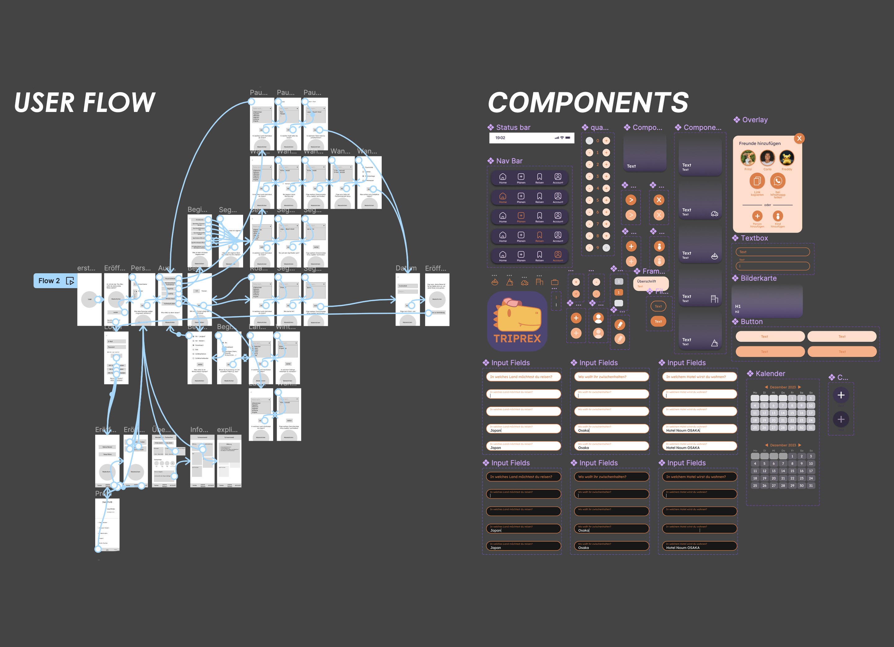 User flow and components