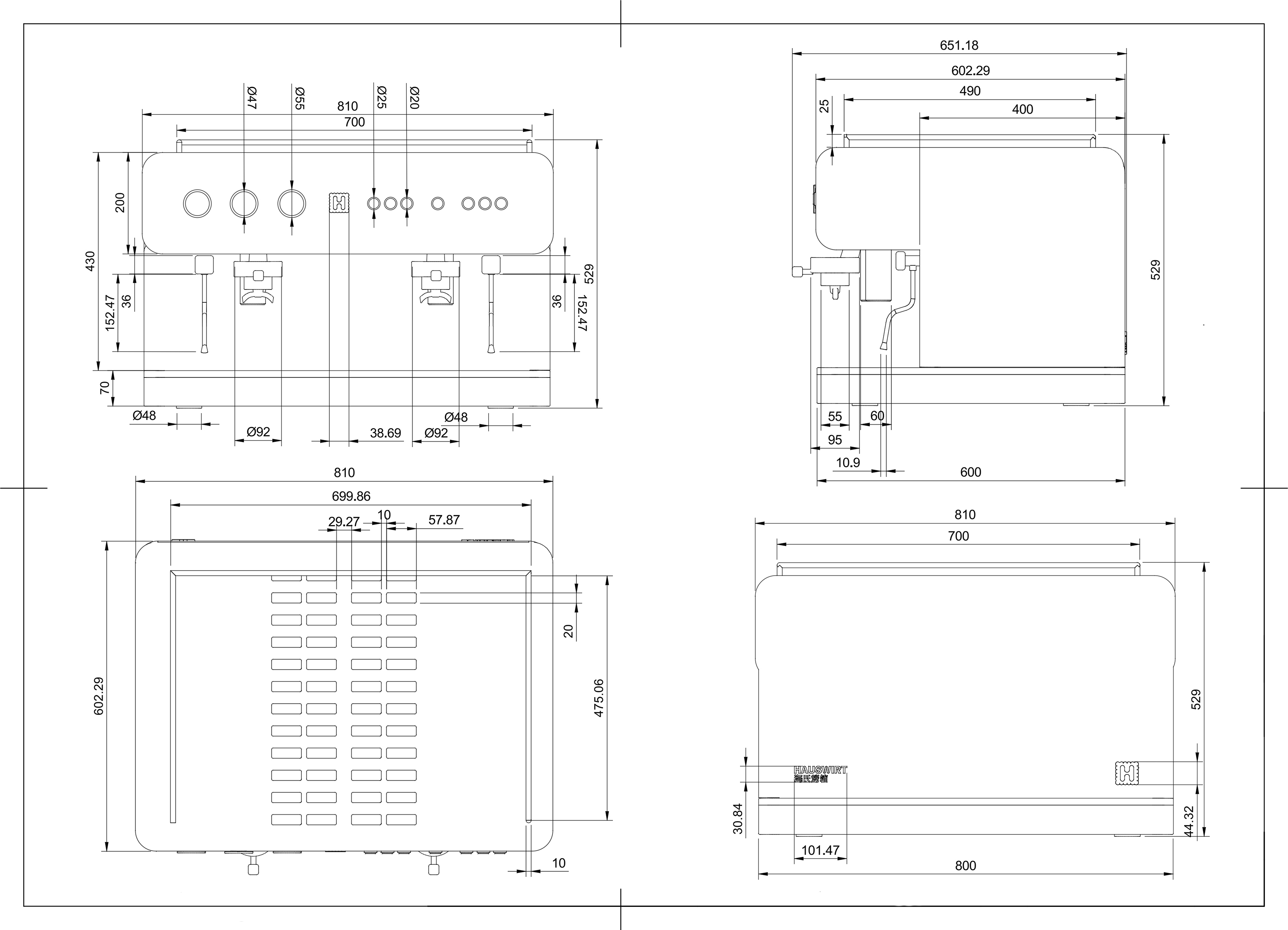 Technical drawing coffee machine