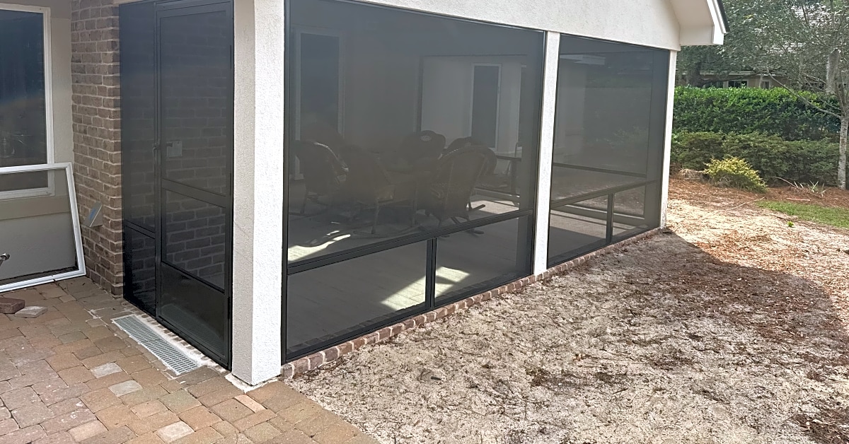 Heavy-duty bronze aluminum framing close-up
