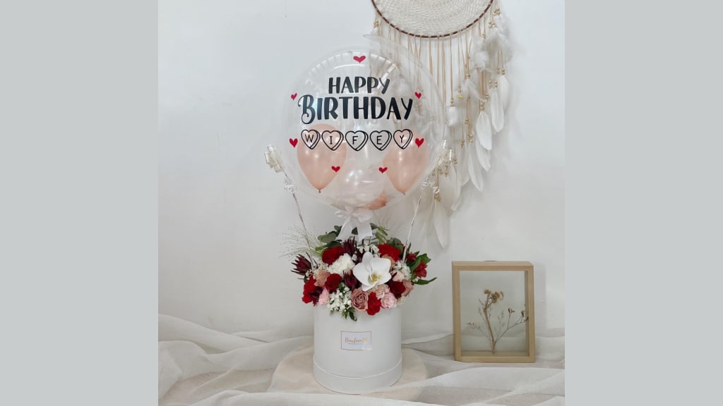 BearloonSG Deepest Affection Hot Air Balloon Flower Gift for Her