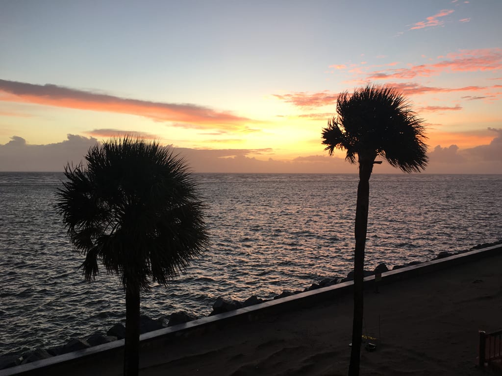 View from our porch. Morning Sunrise and dolphins swimming by!