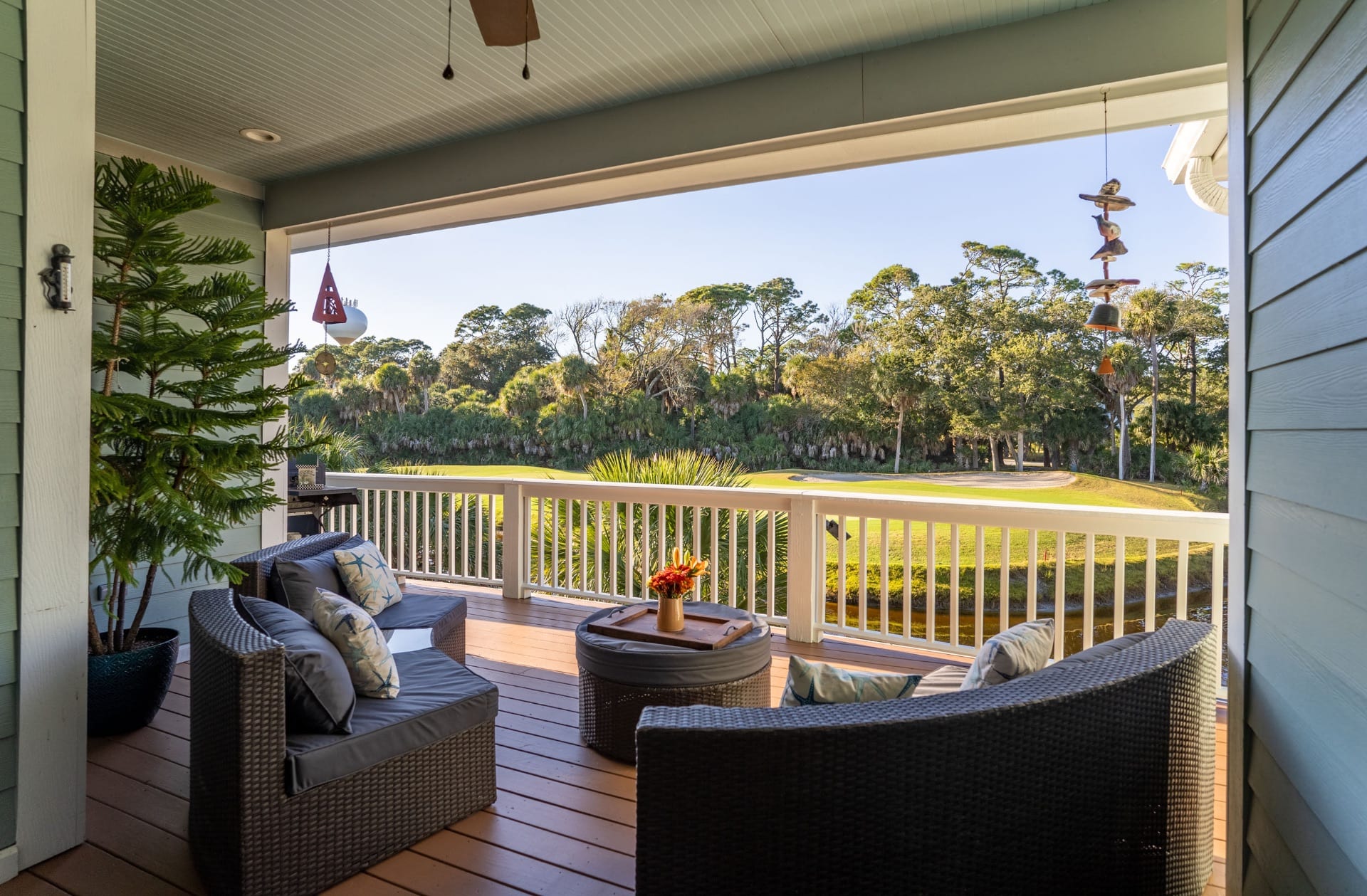 Open back patio overlooking golf course